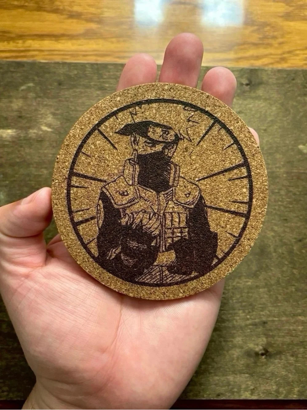 Naruto Kakashi Laser Engraved Cork Coasters Lot of 5
